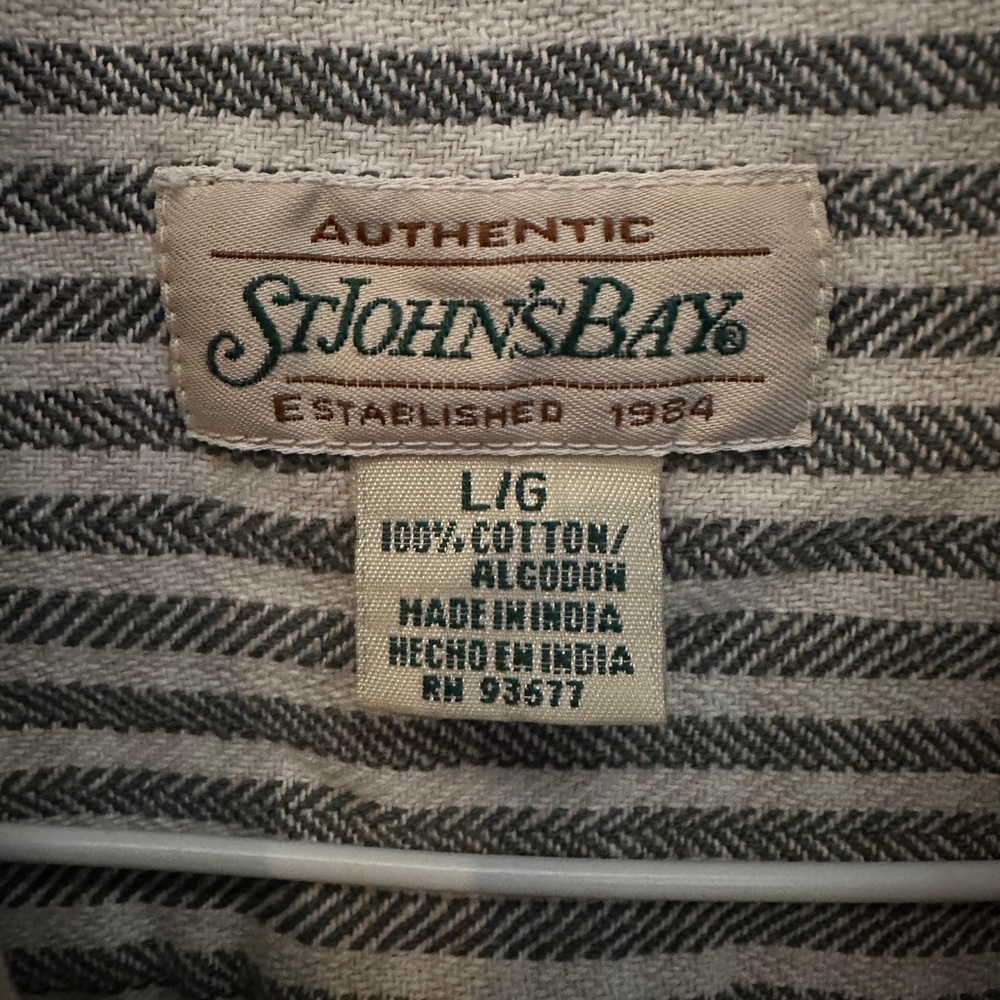 Vintage St. John’s bay herringbone button down long sleeve shirt  Authentic. - Picture 4 of 8